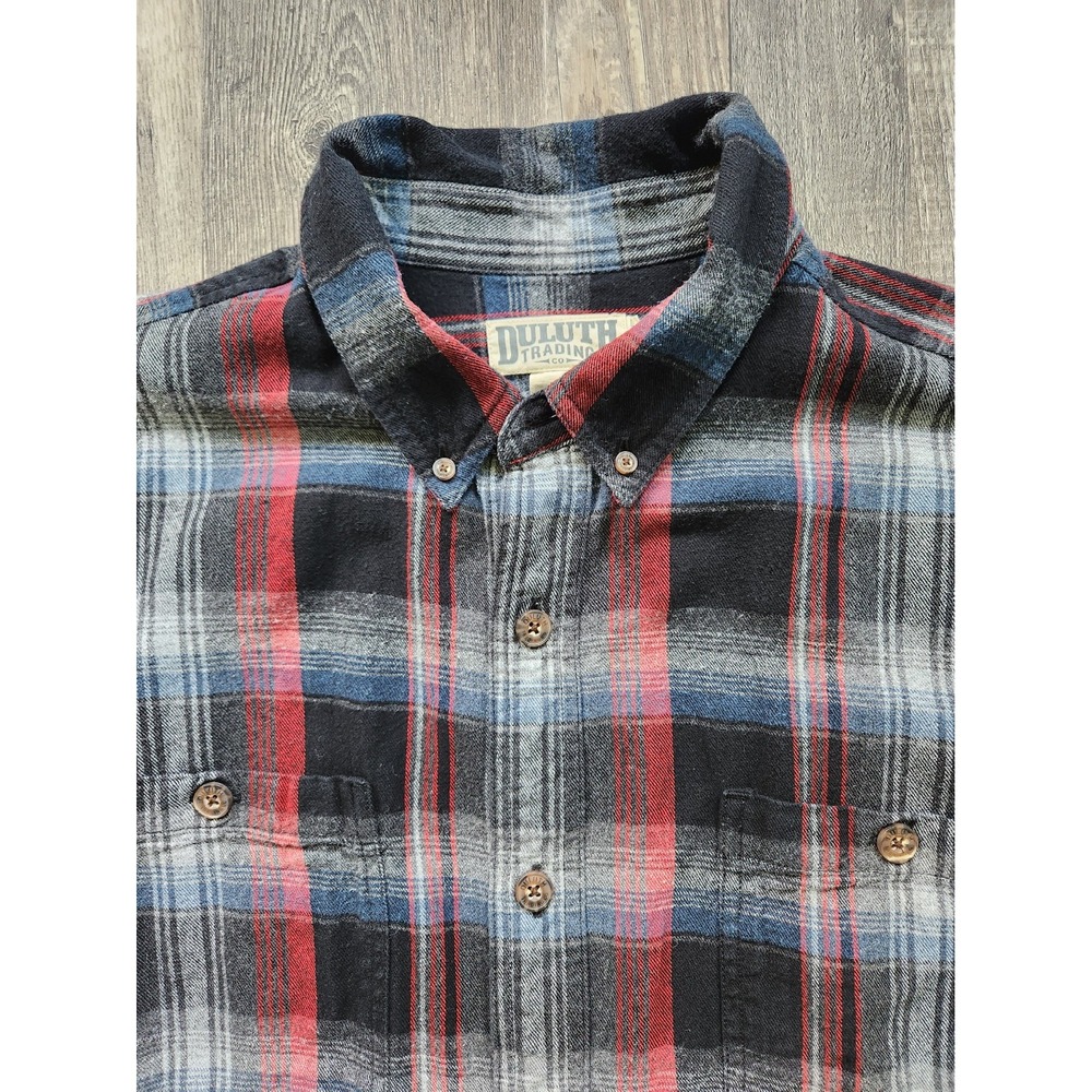 Duluth Trading Co. Plaid Flannel Shirt Men's XL Long Sleeve Relaxed Fit - Picture 3 of 7
